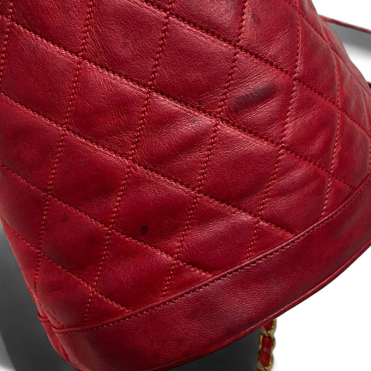 【1円】CHANEL シャネル ヴィンテージ マトラッセ チェーンショルダーバッグ 巾着ラムスキン タッセル キルティング ココマーク KT80-G-KG_画像10