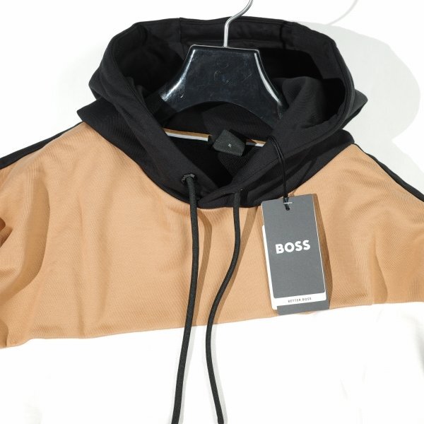 新品1円～★定価4.6万 BOSS ボス メンズ 最高級ライン コットン綿 プルオーバーフーディー M パーカー ヒューゴボス 正規店本物 ◆A3526◆_画像4