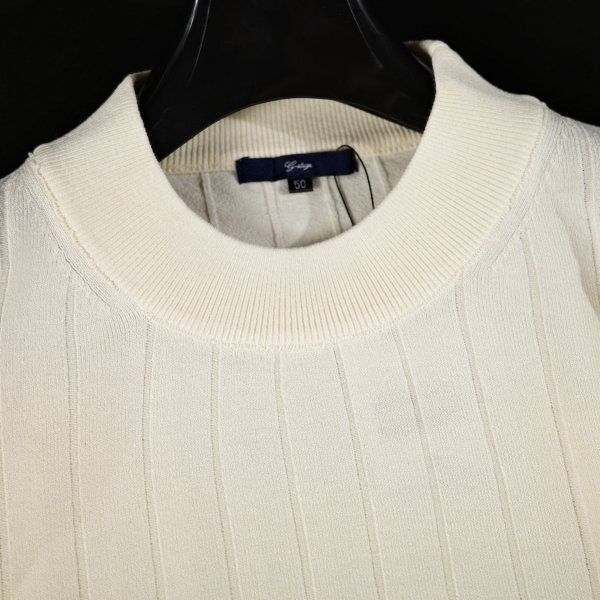 新品1円～★g-stage ジーステージ メンズ 秋冬長袖 吸湿 発熱 保温 モックネック ウォッシャブルニット 46 M G-Heat ワイドリブ編◆8422◆_画像6