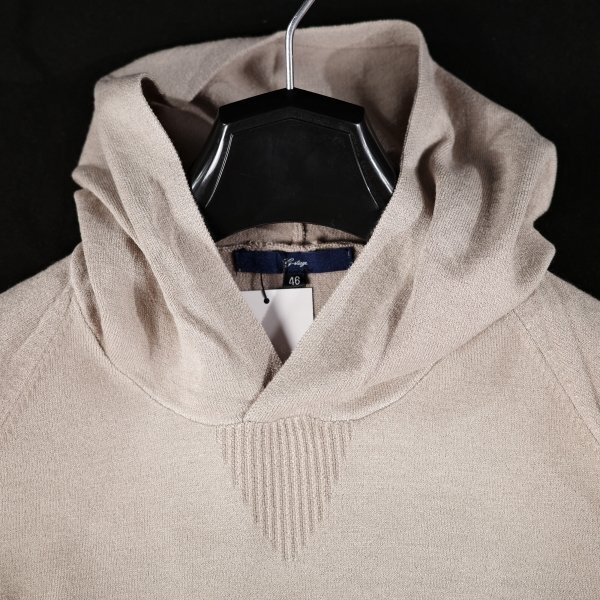 新品1円~★g-stage ジーステージ メンズ ニットパーカー 50 XL ベージュ 保温吸湿蓄熱 G-Heat カシミヤタッチ プルオーバーゴルフ◆8415◆_画像7