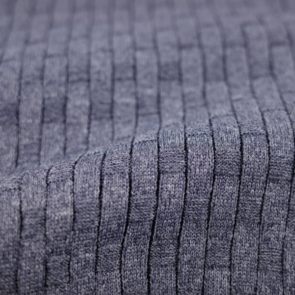 新品1円～★g-stage ジーステージ メンズ 超伸縮 軽量 ストレッチ モックネック ニットソー 50 XL セーター ブルー 立体ブロック編◆8441◆_画像2