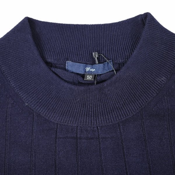 新品1円～★g-stage ジーステージ メンズ 秋冬長袖 吸湿 発熱 保温 モックネック ウォッシャブルニット 48 L G-Heat ワイドリブ編◆8425◆_画像9