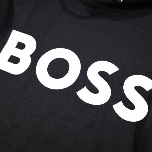 新品1円～★定価4.1万 BOSS ボス メンズ 最高級ライン コットン綿 ロゴ プルオーバーフーディー M ヒューゴボス パーカー 黒 本物◆A3543◆_画像7