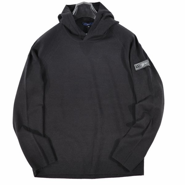 新品1円～★g-stage ジーステージ メンズ ニットパーカー 46 M ブラック 保温 吸湿蓄熱 G-Heat カシミヤタッチ プルオーバーゴルフ◆8785◆_画像3