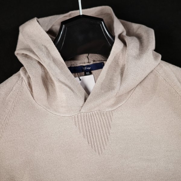 新品1円～★g-stage ジーステージ メンズ ニットパーカー 46 M ベージュ 保温 吸湿蓄熱 G-Heat カシミヤタッチ プルオーバーゴルフ◆8784◆_画像6