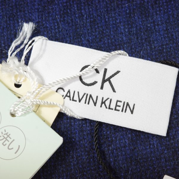 新品1円~★Calvin Klein カルバンクライン メンズ 繊維の宝石 カシミヤ100% マフラー ストール ロング 大判 ロゴ ネイビー 本物 ◆8819◆_画像5
