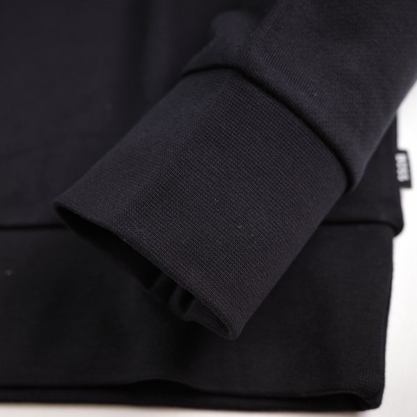新品1円~★定価3.8万 BOSS ボス メンズ 最高級ライン ロゴ コットン綿 クルーネックスウェット S トレーナー ヒューゴボス 黒 ◆A3547◆_画像6