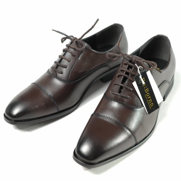  новый товар 1 иен ~*Re:Bornn Reborn мужской action кожа бизнес обувь 25.5cm темно-коричневый гонки выше распорка chip *8876*
