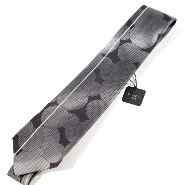新品1円～★定価1.4万 エポカ ウォモ EPOCA UOMO 日本製 シルク絹100% ネクタイ 織柄 ブラック グレー 正規店本物 ◆8944◆_画像2