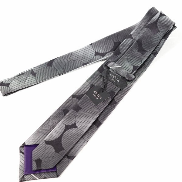 新品1円～★定価1.4万 エポカ ウォモ EPOCA UOMO 日本製 シルク絹100% ネクタイ 織柄 ブラック グレー 正規店本物 ◆8944◆_画像3