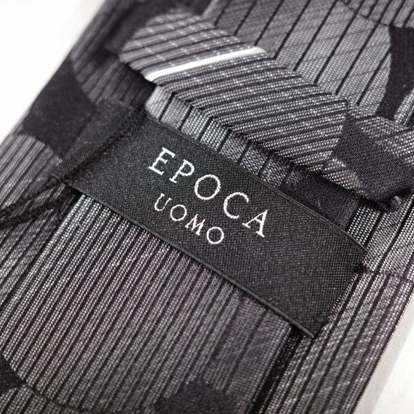 新品1円～★定価1.4万 エポカ ウォモ EPOCA UOMO 日本製 シルク絹100% ネクタイ 織柄 ブラック グレー 正規店本物 ◆8944◆_画像4