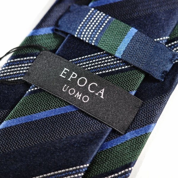 新品1円～★定価1.4万 エポカ ウォモ EPOCA UOMO 日本製 シルク絹100% ネクタイ 織柄 ネイビー 正規店本物 ◆9069◆_画像4