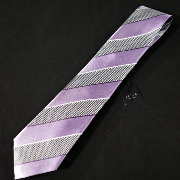 新品1円~★定価1.4万 エポカ ウォモ EPOCA UOMO 日本製 シルク絹100% ネクタイ 織柄 パープル 正規店本物 ◆9064◆_画像2