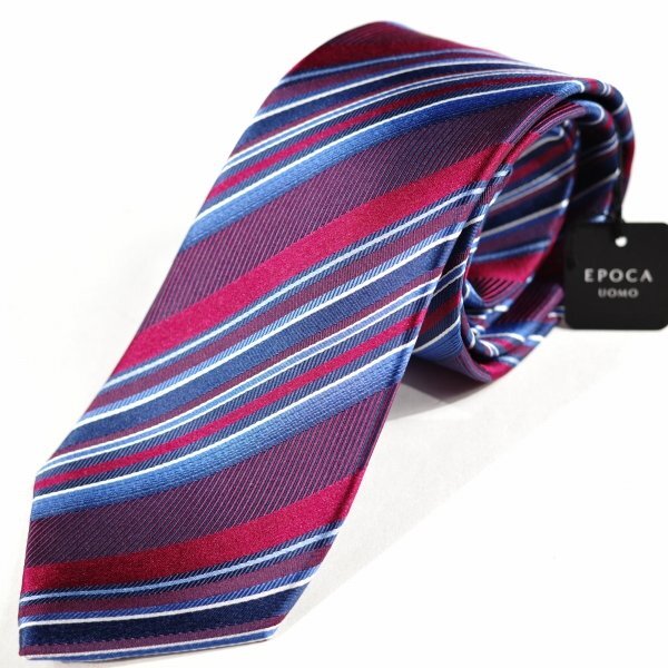 新品1円～★定価1.4万 エポカ ウォモ EPOCA UOMO 日本製 シルク絹100% ネクタイ 織柄 バーガンディ 正規店本物 ◆9068◆_画像6