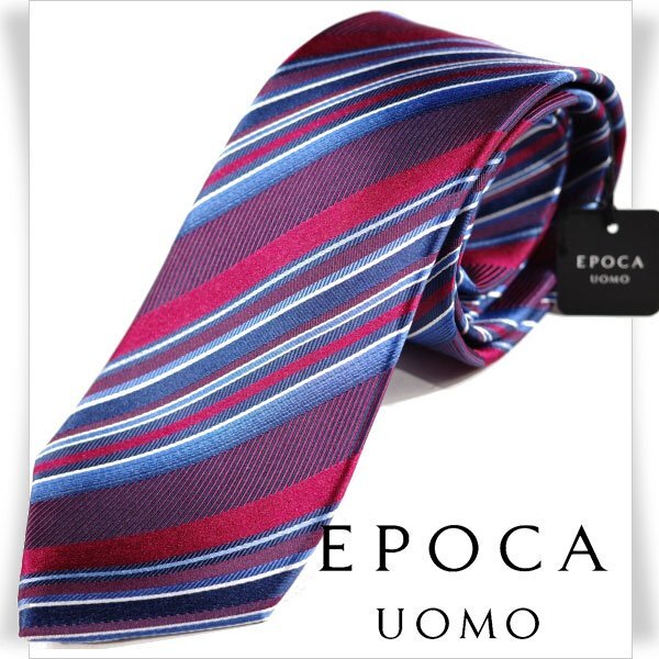 新品1円～★定価1.4万 エポカ ウォモ EPOCA UOMO 日本製 シルク絹100% ネクタイ 織柄 バーガンディ 正規店本物 ◆9068◆_画像1
