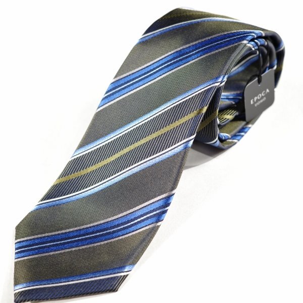 新品1円~★定価1.4万 エポカ ウォモ EPOCA UOMO 日本製 シルク絹100% ネクタイ 織柄 カーキ 正規店本物 ◆9067◆_画像5