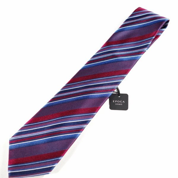 新品1円～★定価1.4万 エポカ ウォモ EPOCA UOMO 日本製 シルク絹100% ネクタイ 織柄 バーガンディ 正規店本物 ◆9068◆_画像2