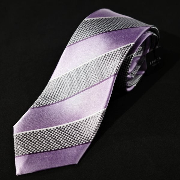 新品1円~★定価1.4万 エポカ ウォモ EPOCA UOMO 日本製 シルク絹100% ネクタイ 織柄 パープル 正規店本物 ◆9064◆_画像6