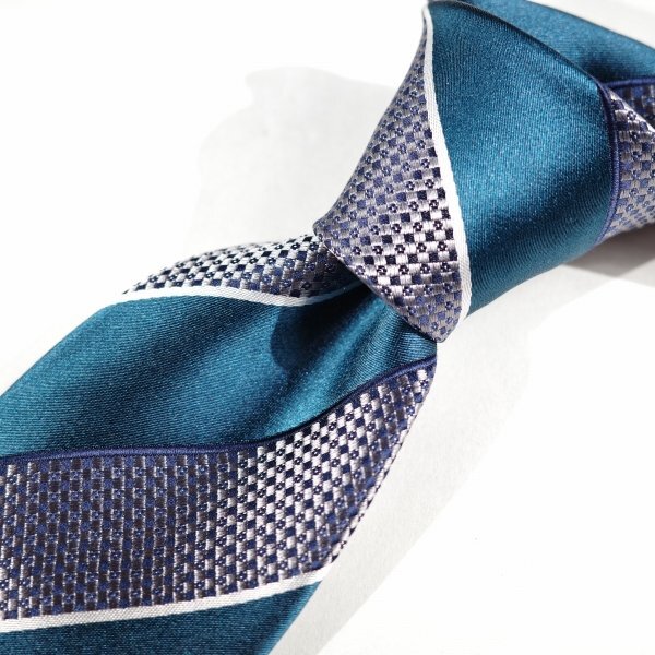 新品1円～★定価1.4万 エポカ ウォモ EPOCA UOMO 日本製 シルク絹100% ネクタイ 織柄 ブルー 正規店本物 ◆9066◆_画像5