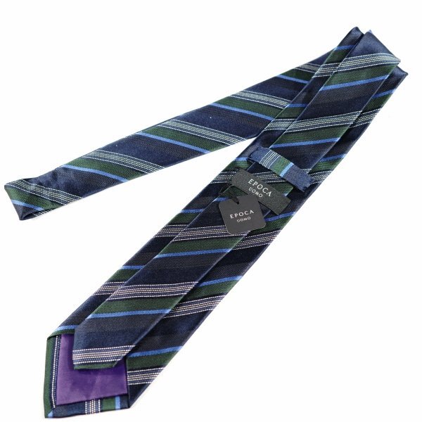新品1円～★定価1.4万 エポカ ウォモ EPOCA UOMO 日本製 シルク絹100% ネクタイ 織柄 ネイビー 正規店本物 ◆9069◆_画像3