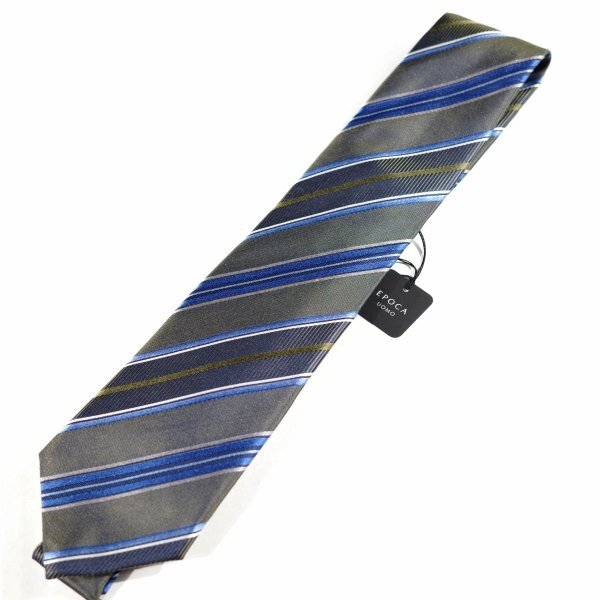 新品1円~★定価1.4万 エポカ ウォモ EPOCA UOMO 日本製 シルク絹100% ネクタイ 織柄 カーキ 正規店本物 ◆9067◆_画像2