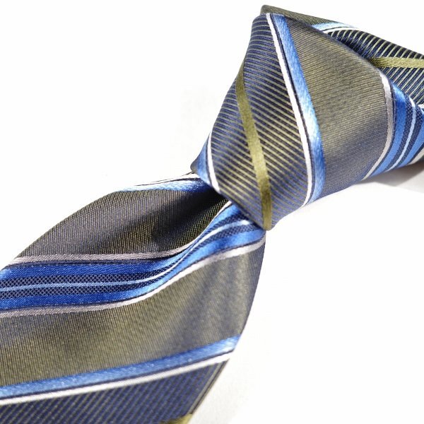 新品1円~★定価1.4万 エポカ ウォモ EPOCA UOMO 日本製 シルク絹100% ネクタイ 織柄 カーキ 正規店本物 ◆9067◆_画像6