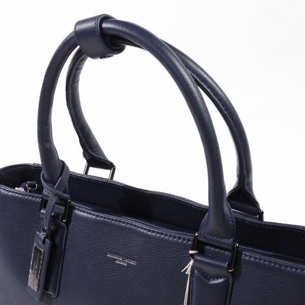 新品1円～★定価2.6万 KATHARINE HAMNETT LONDON キャサリン ハムネット ロンドン 牛革 本革レザー トートバッグ ネイビービジネス◆9160◆_画像4