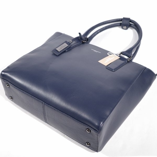 新品1円~★定価2.4万 KATHARINE HAMNETT LONDON キャサリン ハムネット ロンドン 牛革 本革レザー トートバッグ ネイビー 紺 ◆9159◆_画像7