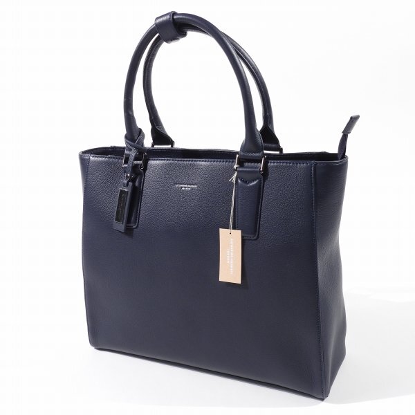 新品1円～★定価2.6万 KATHARINE HAMNETT LONDON キャサリン ハムネット ロンドン 牛革 本革レザー トートバッグ ネイビービジネス◆9160◆_画像2
