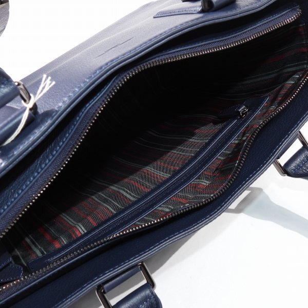 新品1円～★定価2.6万 KATHARINE HAMNETT LONDON キャサリン ハムネット ロンドン 牛革 本革レザー トートバッグ ネイビービジネス◆9160◆_画像9