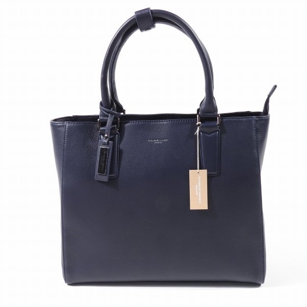 新品1円～★定価2.6万 KATHARINE HAMNETT LONDON キャサリン ハムネット ロンドン 牛革 本革レザー トートバッグ ネイビービジネス◆9160◆_画像3