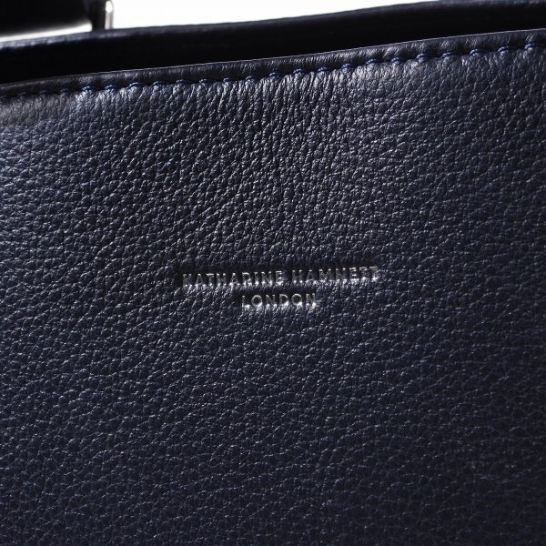 新品1円～★定価2.6万 KATHARINE HAMNETT LONDON キャサリン ハムネット ロンドン 牛革 本革レザー トートバッグ ネイビービジネス◆9160◆_画像8
