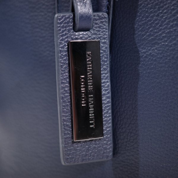 新品1円~★定価2.4万 KATHARINE HAMNETT LONDON キャサリン ハムネット ロンドン 牛革 本革レザー トートバッグ ネイビー 紺 ◆9159◆_画像5