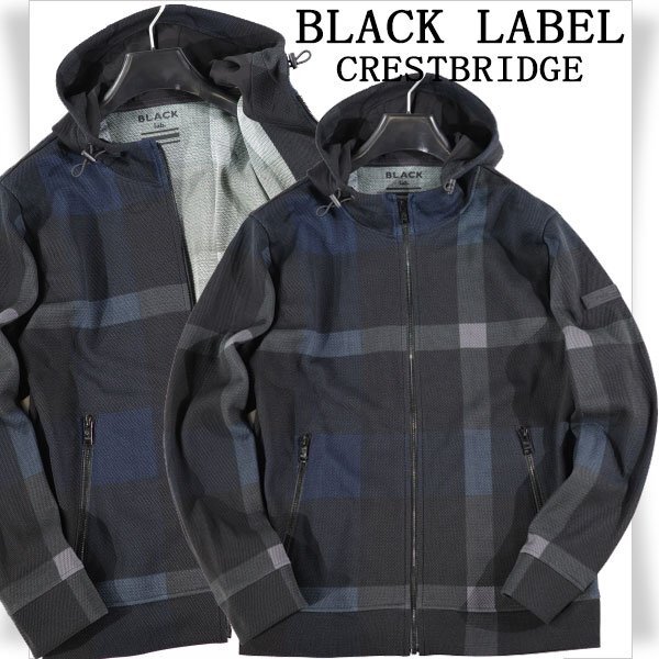 新品1円～★定価3.9万 BLACK LABEL ブラックレーベル クレストブリッジ BLACK lab. ダンボールクレストブリッジチェックパーカー M◆9226◆_画像1
