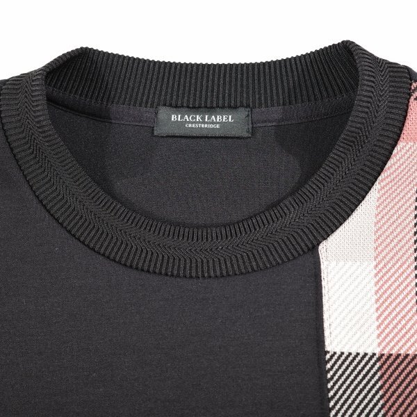 新品1円～★定価3万 BLACK LABEL ブラックレーベル クレストブリッジ ダンボールニット パッチワークスウェット トレーナー M 黒◆9228◆_画像9