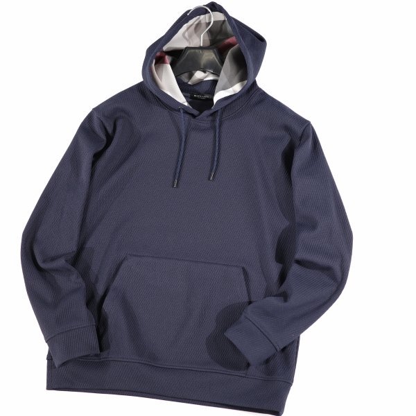 新品1円～★定価3.5万 BLACK LABEL ブラックレーベル クレストブリッジ チェックフーディー パーカー M ネイビー プルオーバー ◆9227◆_画像5