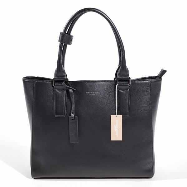 新品1円～★定価2.4万 KATHARINE HAMNETT LONDON キャサリン ハムネット ロンドン 牛革 本革レザー トートバッグ 黒 ブラック ◆9206◆_画像4