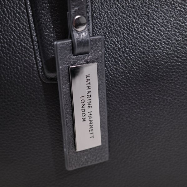 新品1円～★定価2.4万 KATHARINE HAMNETT LONDON キャサリン ハムネット ロンドン 牛革 本革レザー トートバッグ 黒 ブラック ◆9206◆_画像8
