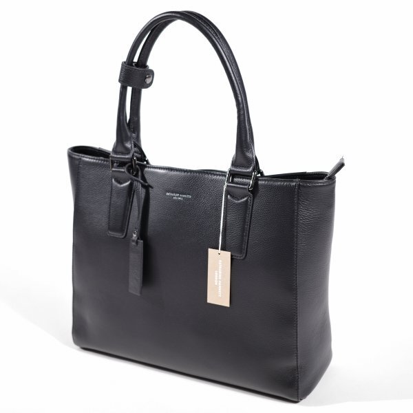 新品1円～★定価2.4万 KATHARINE HAMNETT LONDON キャサリン ハムネット ロンドン 牛革 本革レザー トートバッグ 黒 ブラック ◆9206◆_画像2
