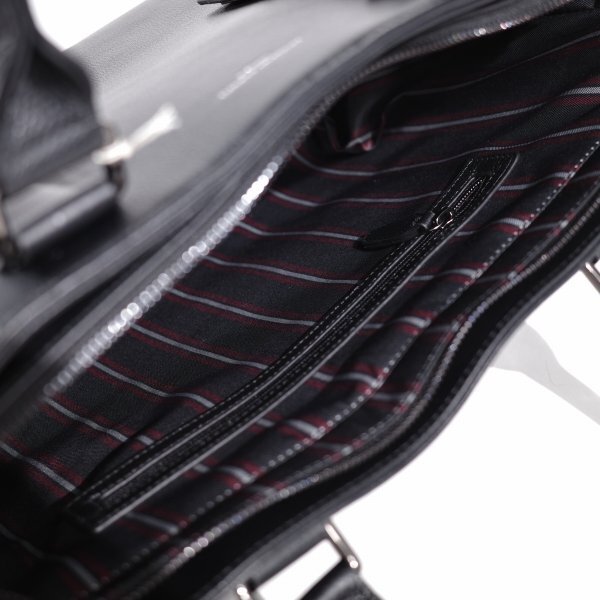 新品1円～★定価2.4万 KATHARINE HAMNETT LONDON キャサリン ハムネット ロンドン 牛革 本革レザー トートバッグ 黒 ブラック ◆9206◆_画像9