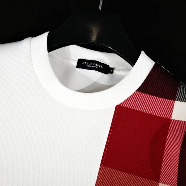 新品1円~★定価3万 BLACK LABEL ブラックレーベル クレストブリッジ ダンボールニット パッチワークスウェット トレーナー M 白◆9320◆_画像6