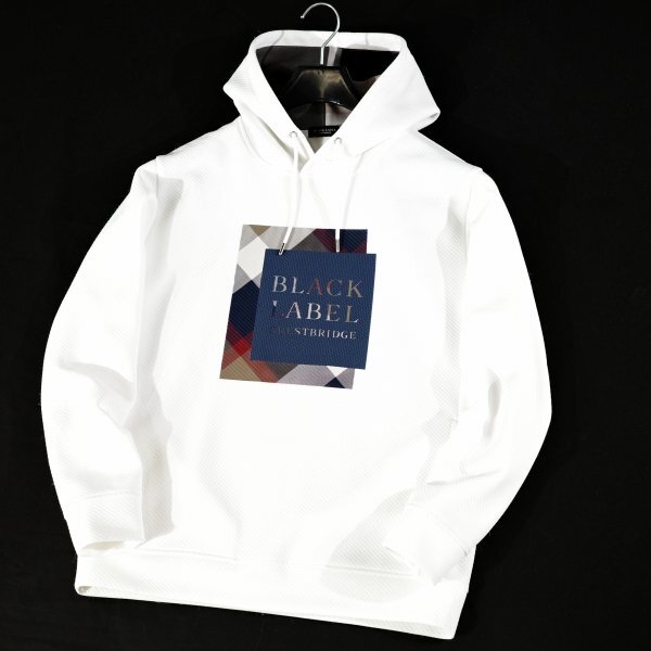新品1円~★定価3万 BLACK LABEL ブラックレーベル クレストブリッジ メンズ チェックボックスグラフィックフーディー パーカー M ◆9319◆_画像5