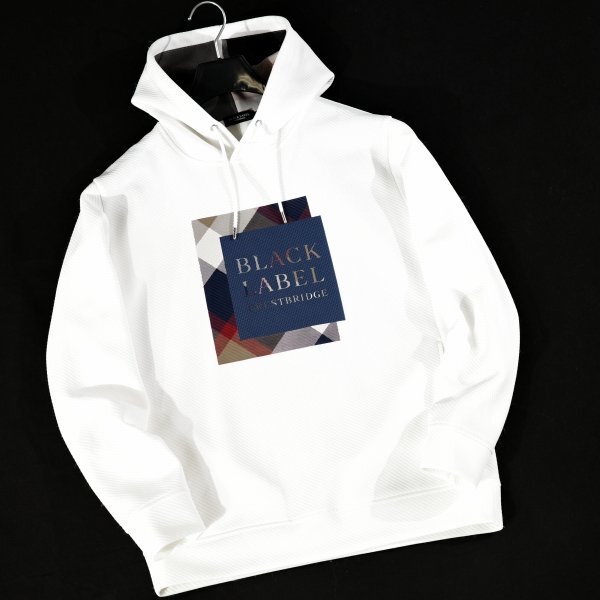 新品1円~★定価3万 BLACK LABEL ブラックレーベル クレストブリッジ メンズ チェックボックスグラフィックフーディー パーカー M ◆9319◆_画像4