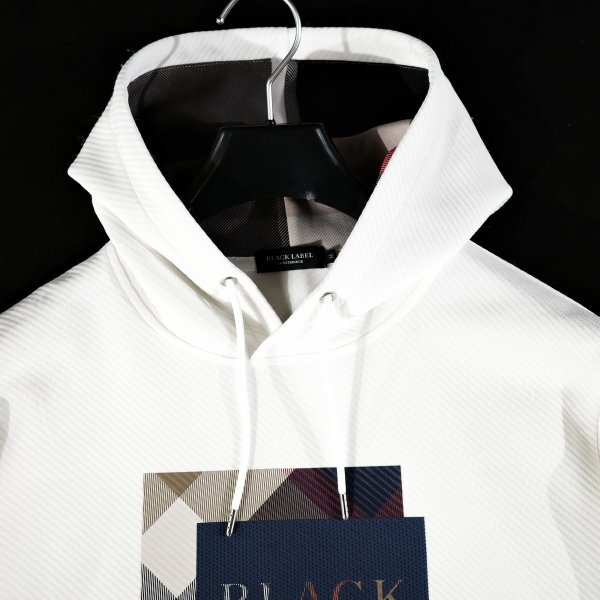 新品1円~★定価3万 BLACK LABEL ブラックレーベル クレストブリッジ メンズ チェックボックスグラフィックフーディー パーカー M ◆9319◆_画像6