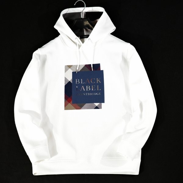 新品1円~★定価3万 BLACK LABEL ブラックレーベル クレストブリッジ メンズ チェックボックスグラフィックフーディー パーカー M ◆9319◆_画像3