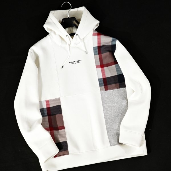 新品1円～★定価3.3万 BLACK LABEL ブラックレーベル クレストブリッジ メンズ パッチワークチェックフーディー パーカー L ◆9318◆_画像6