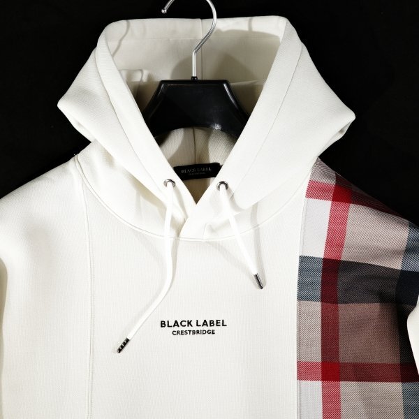新品1円～★定価3.3万 BLACK LABEL ブラックレーベル クレストブリッジ メンズ パッチワークチェックフーディー パーカー L ◆9318◆_画像8