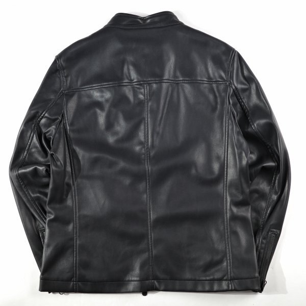 新品1円～★g-stage ジーステージ メンズ 秋冬 フェイクレザー シングルライダースジャケット 46 M 黒 ブラック ジップブルゾン◆9327◆_画像10