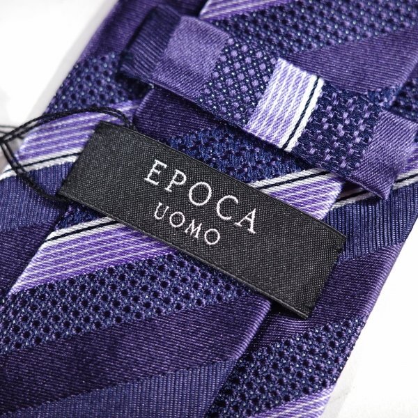 新品1円～★定価1.4万 エポカ ウォモ EPOCA UOMO 日本製 シルク絹100% ネクタイ 織柄 パープル 正規店本物 ◆9437◆_画像4