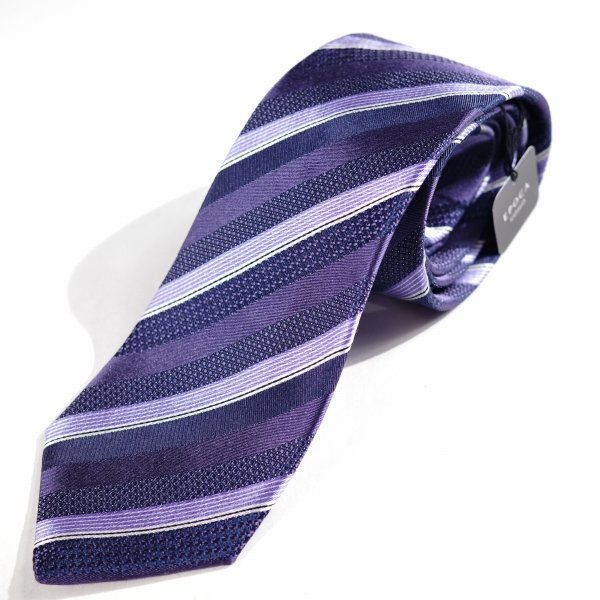 新品1円～★定価1.4万 エポカ ウォモ EPOCA UOMO 日本製 シルク絹100% ネクタイ 織柄 パープル 正規店本物 ◆9437◆_画像6